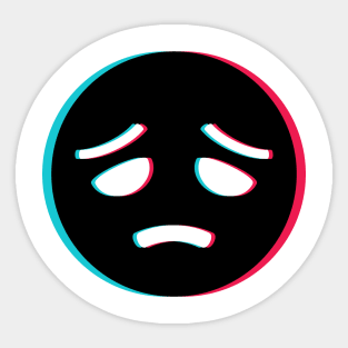 TikTok sad depressed emoji smiley Black Sticker